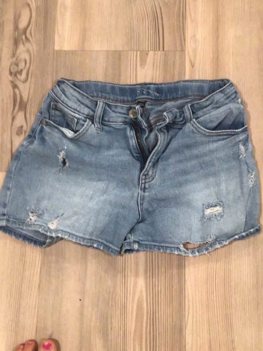 Distressed Light Blue Denim girls Shorts